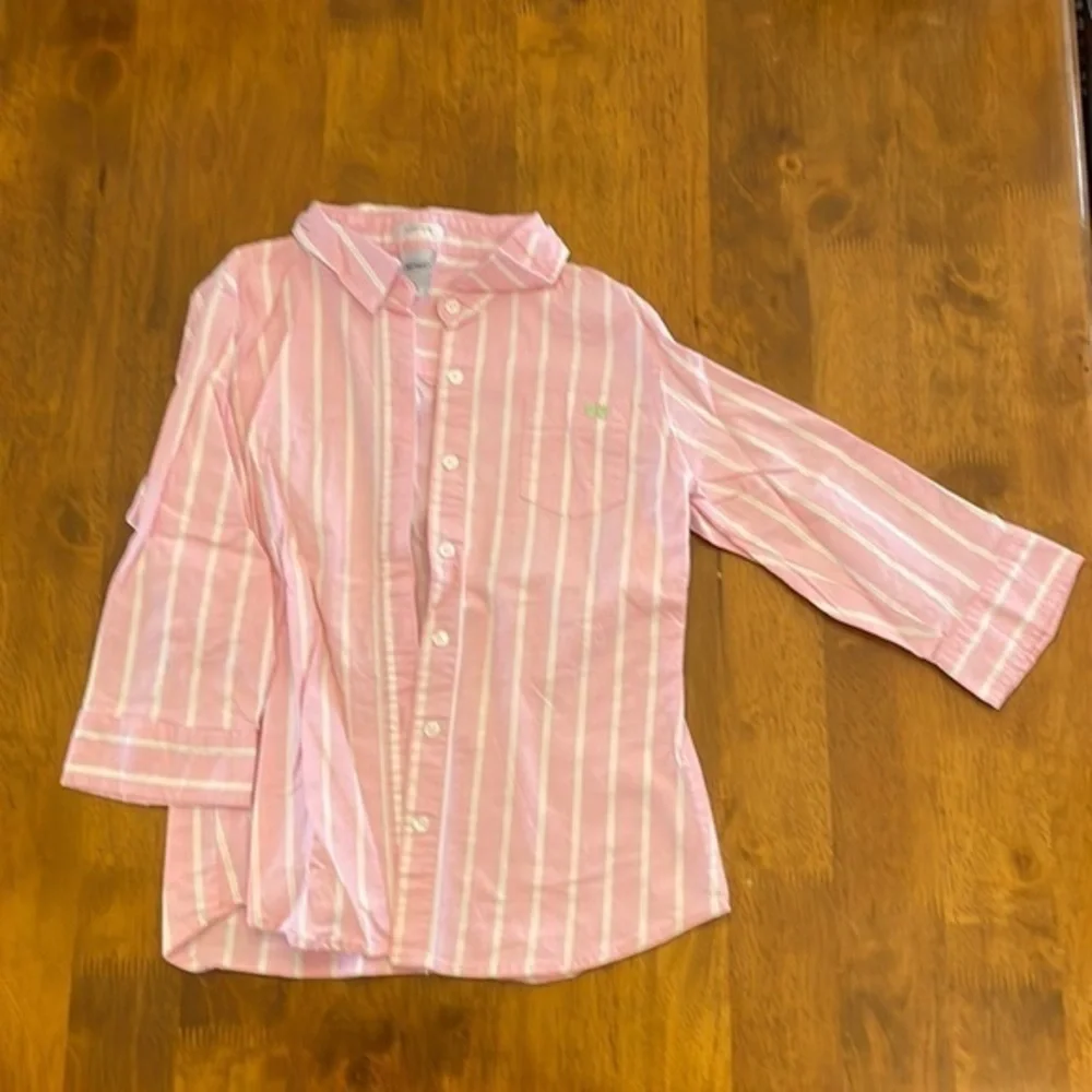 Pink stripe button top 134
